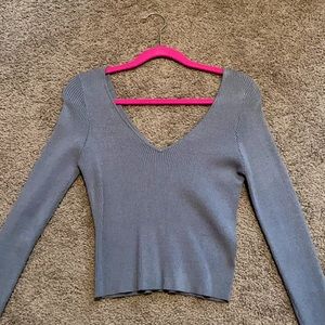 Kendall & Kylie cropped blue sweater